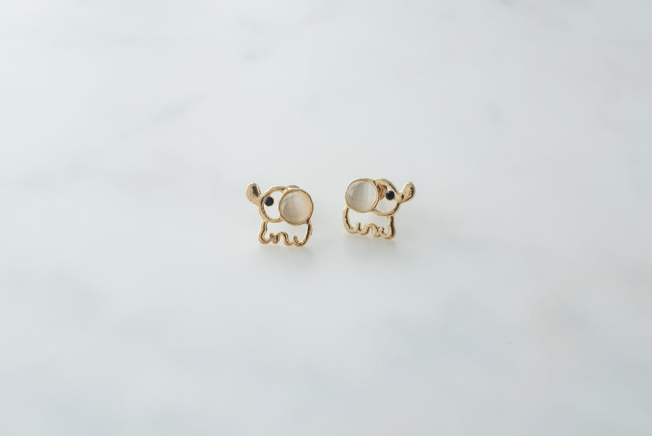 Gold Elephant Earrings - ZEFIRE JEWELLERY