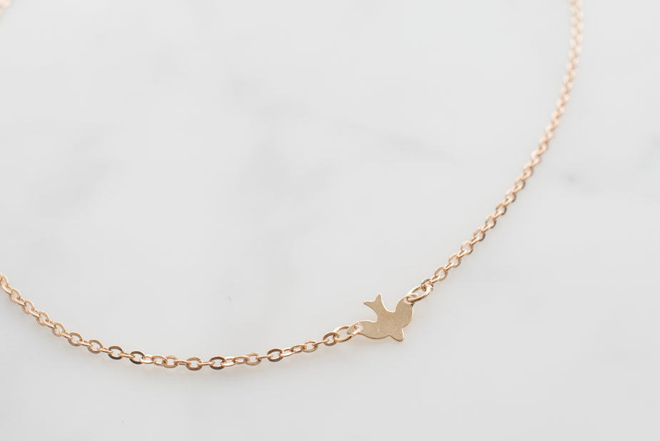 Gold Bird Necklace - ZEFIRE JEWELLERY